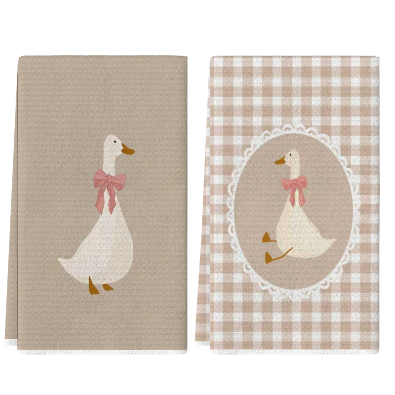 Home Cooking Is The Best - 2Pcs, Cute Duck Kitchen Towels, 40Cm*60Cm