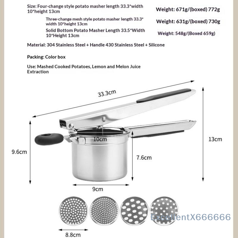 Home Cooking Restaurant - Stainless Steel Potato Ricer Heavy Duty