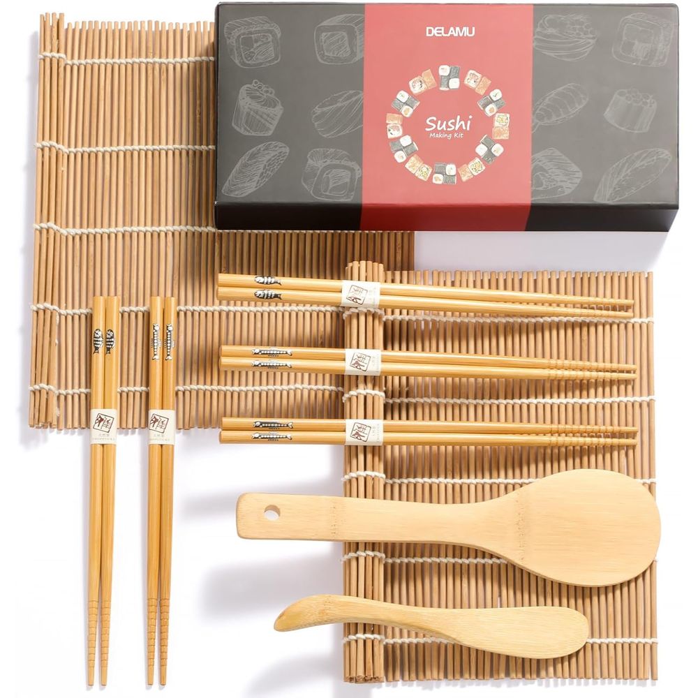 Sushi Mat Bamboo - Premium Sushi Kit with Bamboo Mats,