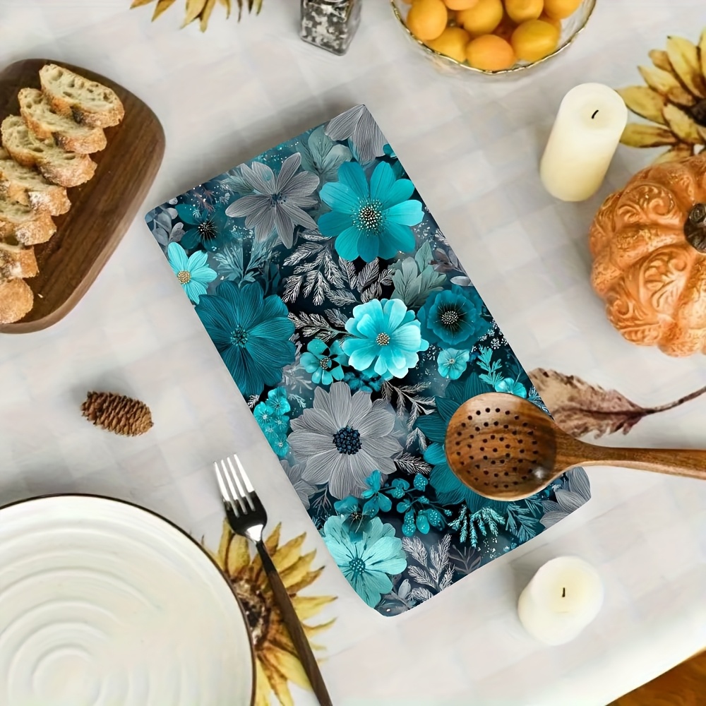 2Pcs, Blue Floral Kitchen Towe - Home Cooking Is The Best 评论和价格