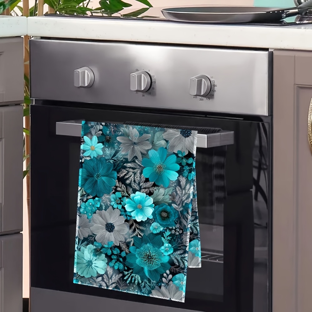 2Pcs, Blue Floral Kitchen Towe - Home Cooking Is The Best 评论和价格