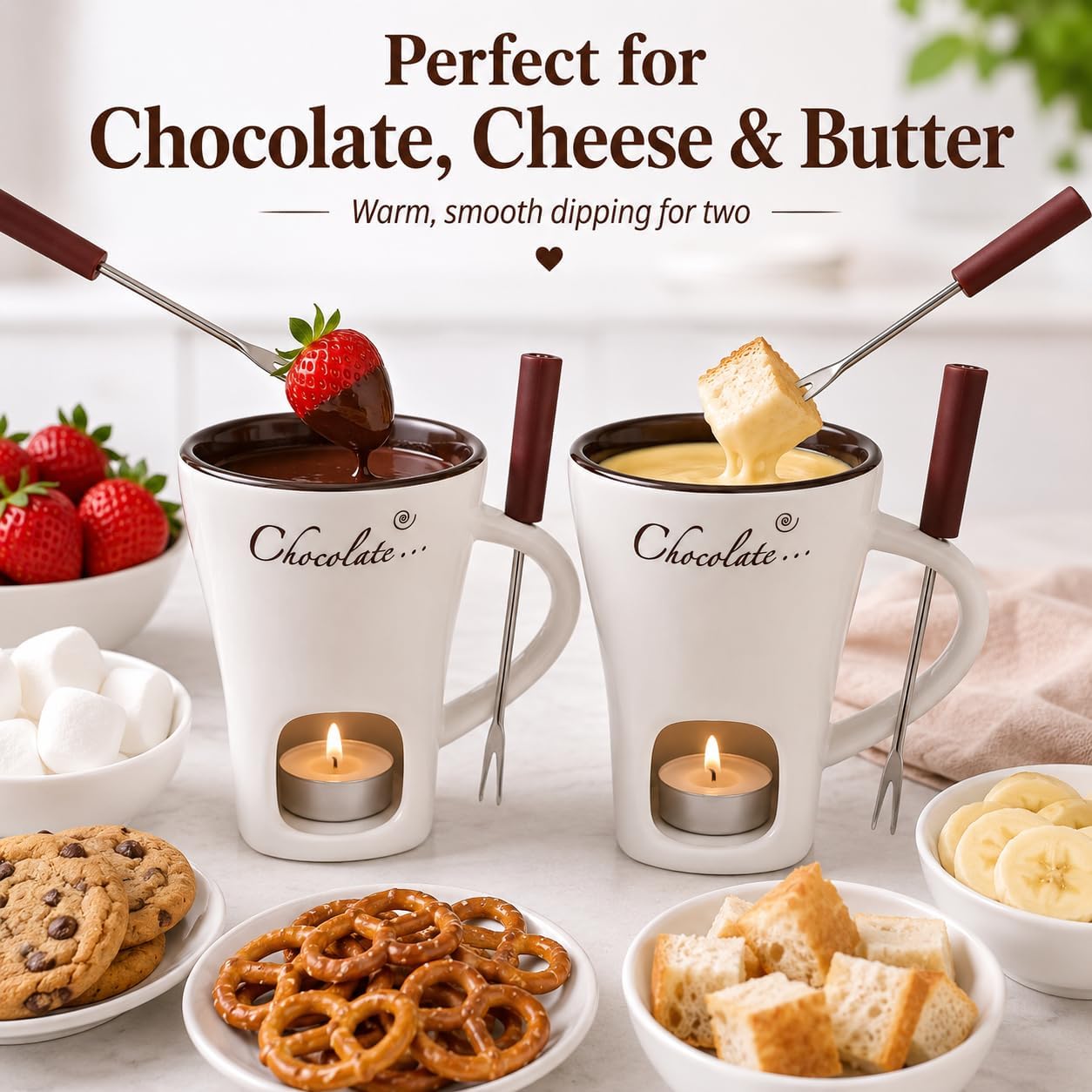 Sweet Ceramic Fondue Cup with  - Fondue Pot Ceramic 评论和价格