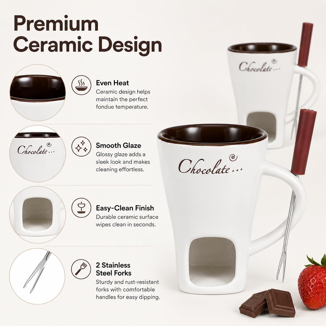Sweet Ceramic Fondue Cup with  - Fondue Pot Ceramic 评论和价格