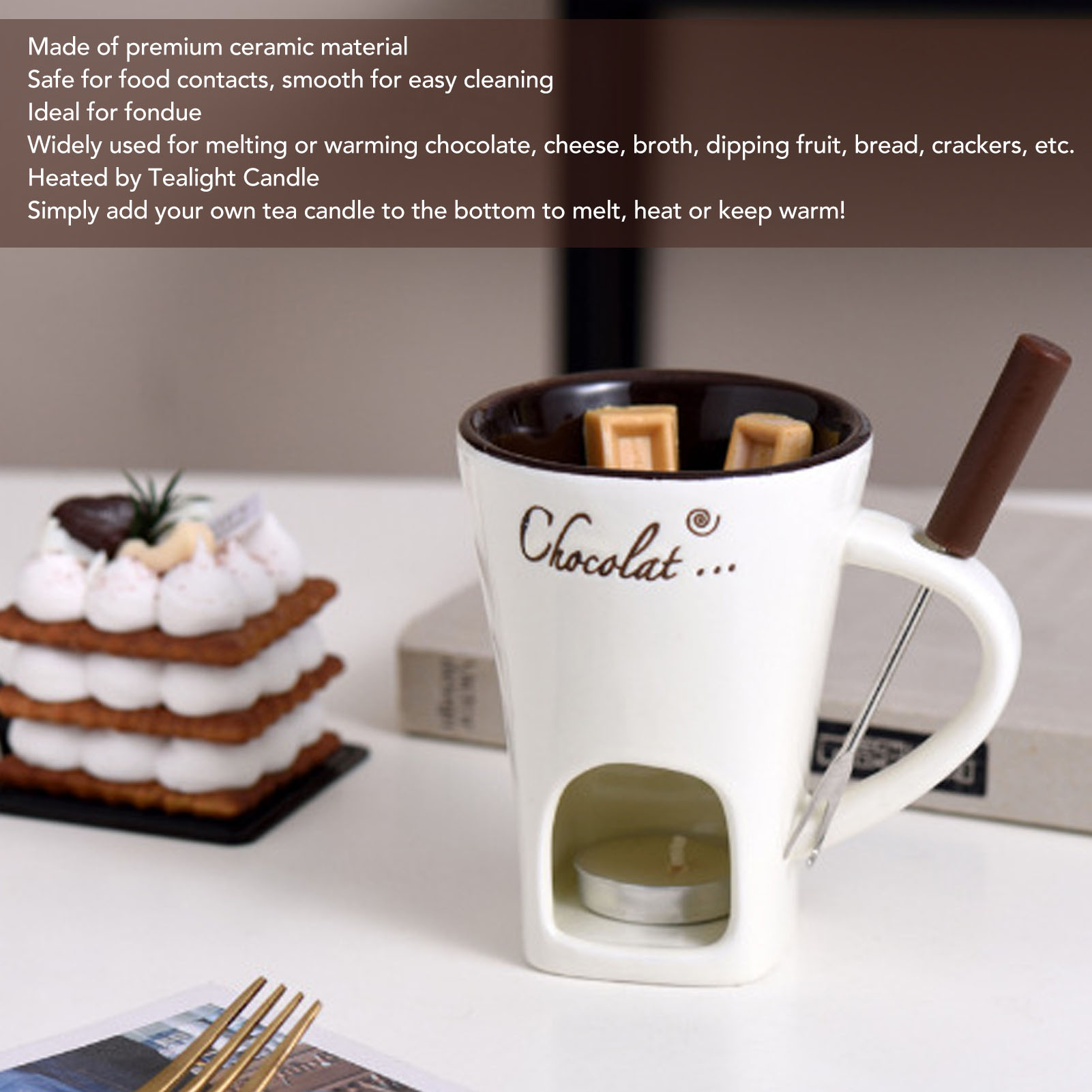 Chocolate Melting Fondue Mug C - Fondue Pot Ceramic 评论和价格