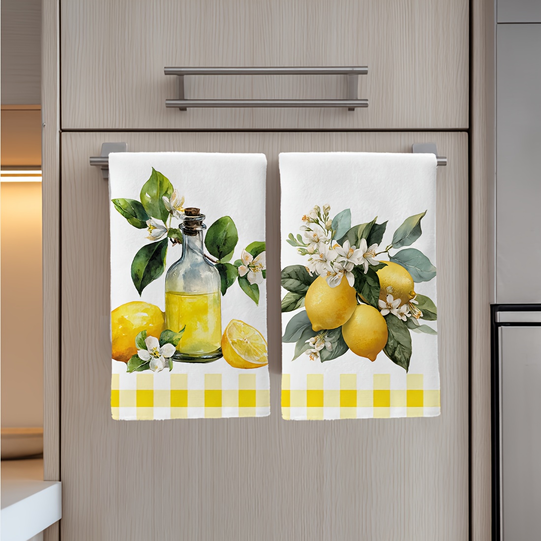 2Pcs, Lemon Floral Pattern Kit - Home Cooking Is The Best 评论和价格