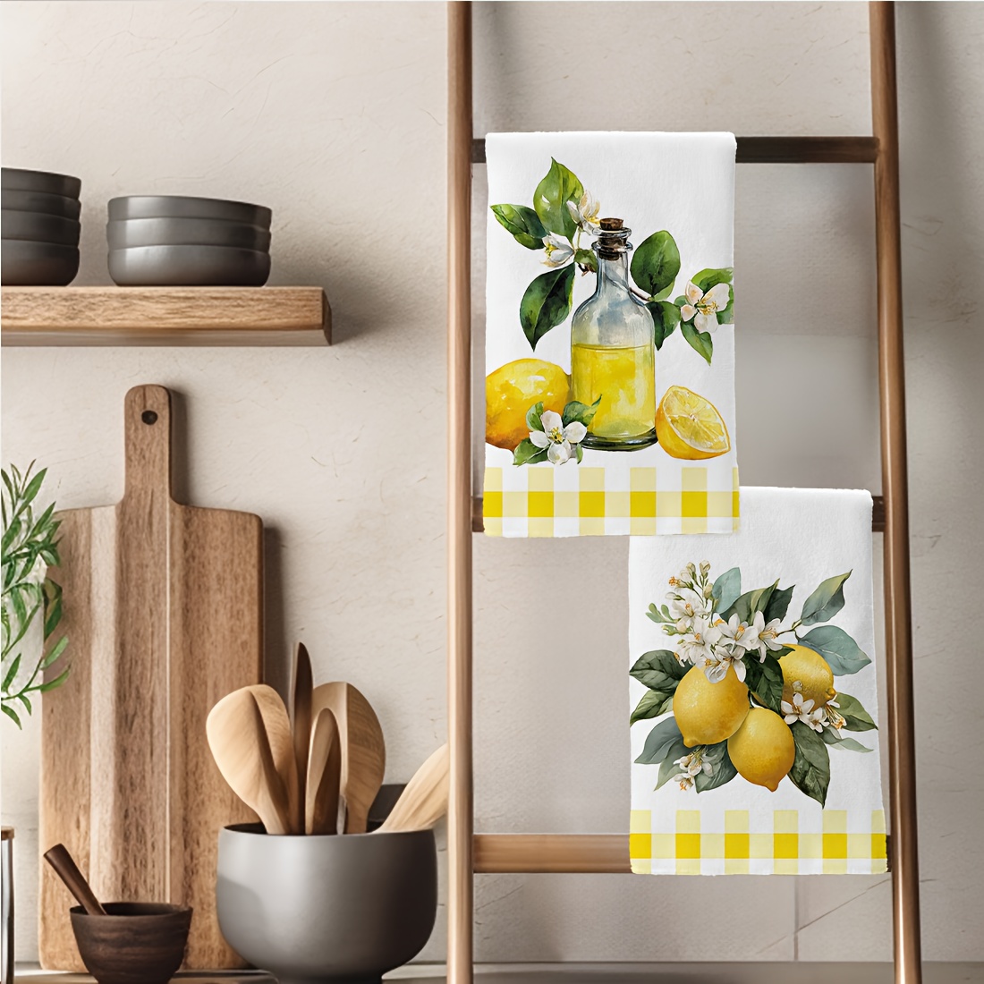 2Pcs, Lemon Floral Pattern Kit - Home Cooking Is The Best 评论和价格