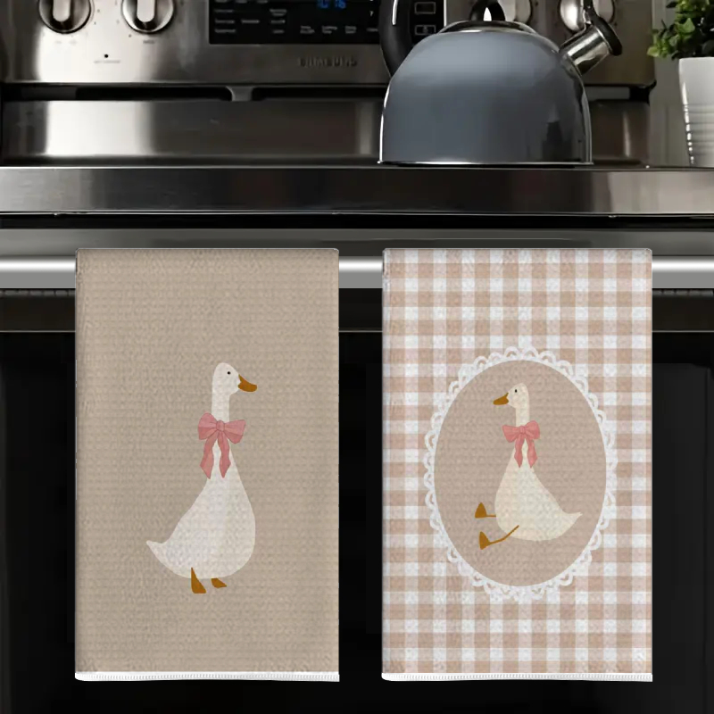 2Pcs, Cute Duck Kitchen Towels - Home Cooking Is The Best 评论和价格