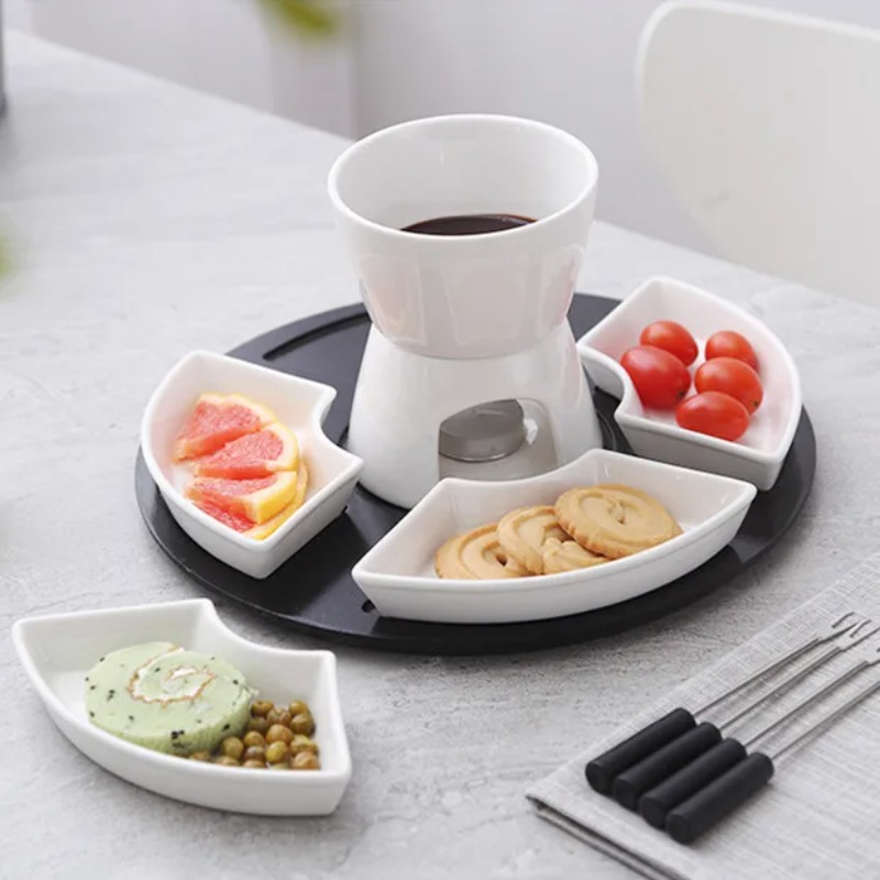 White Glazed Ceramic Chocolate - Fondue Pot Ceramic 评论和价格