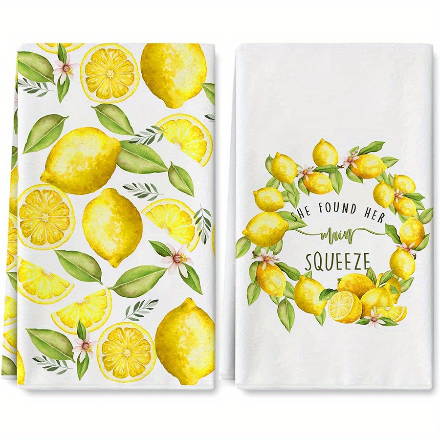 2Pcs, Lemon Wreath Kitchen Tow - Home Cooking Is The Best 评论和价格