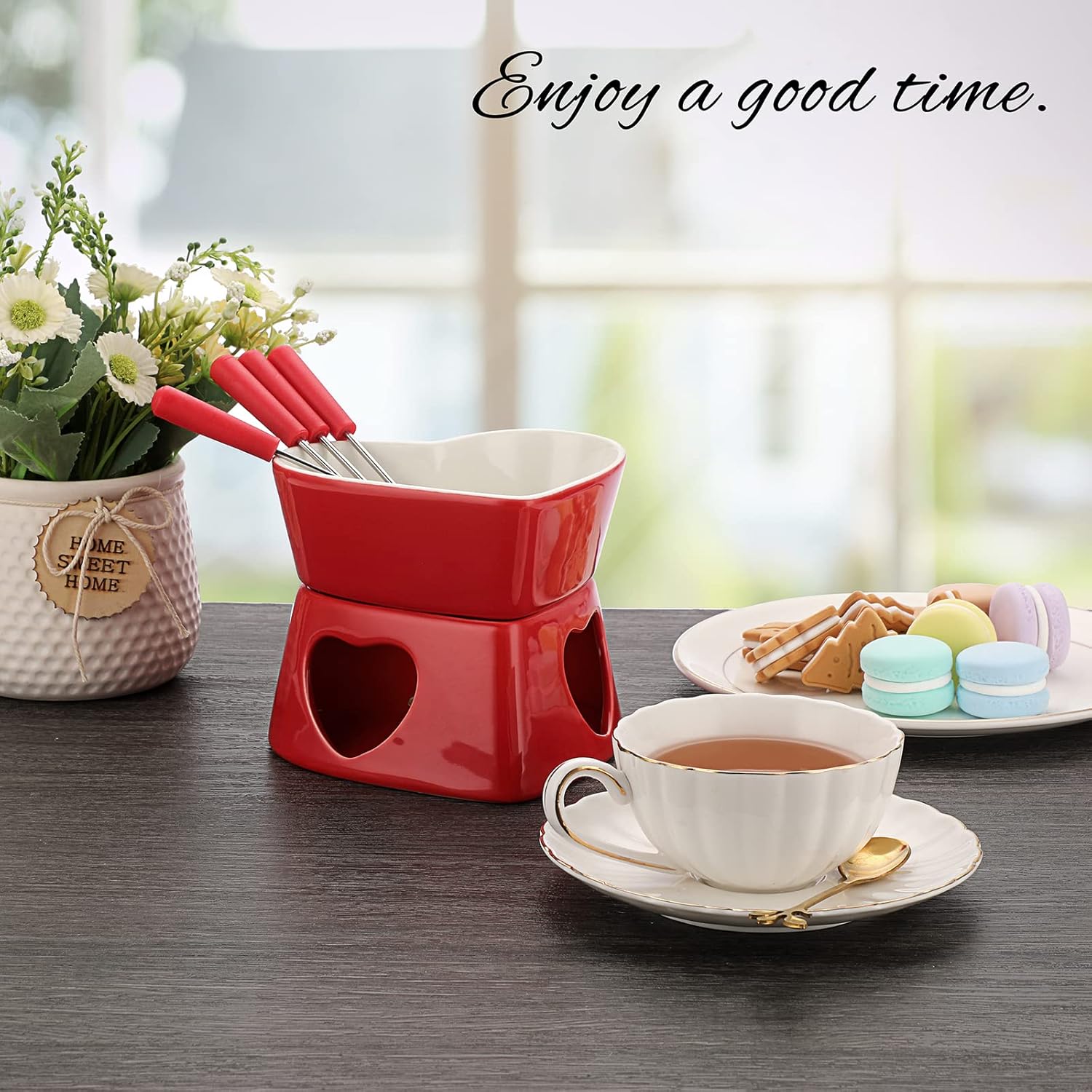 320ml Ceramic Heart-Shaped Fon - Fondue Pot Ceramic 评论和价格