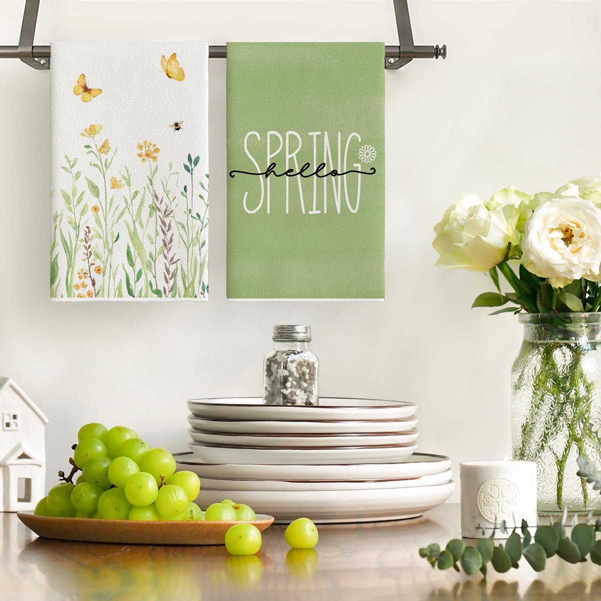 4Pcs, Green Letter Floral Spri - Home Cooking Is The Best 评论和价格