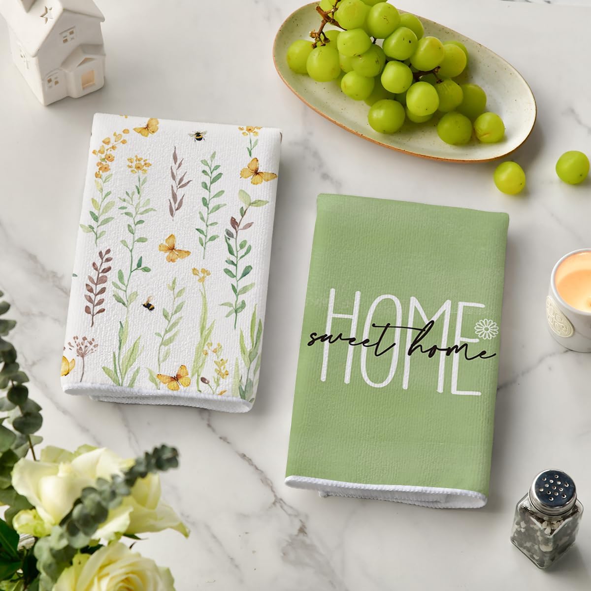 4Pcs, Green Letter Floral Spri - Home Cooking Is The Best 评论和价格