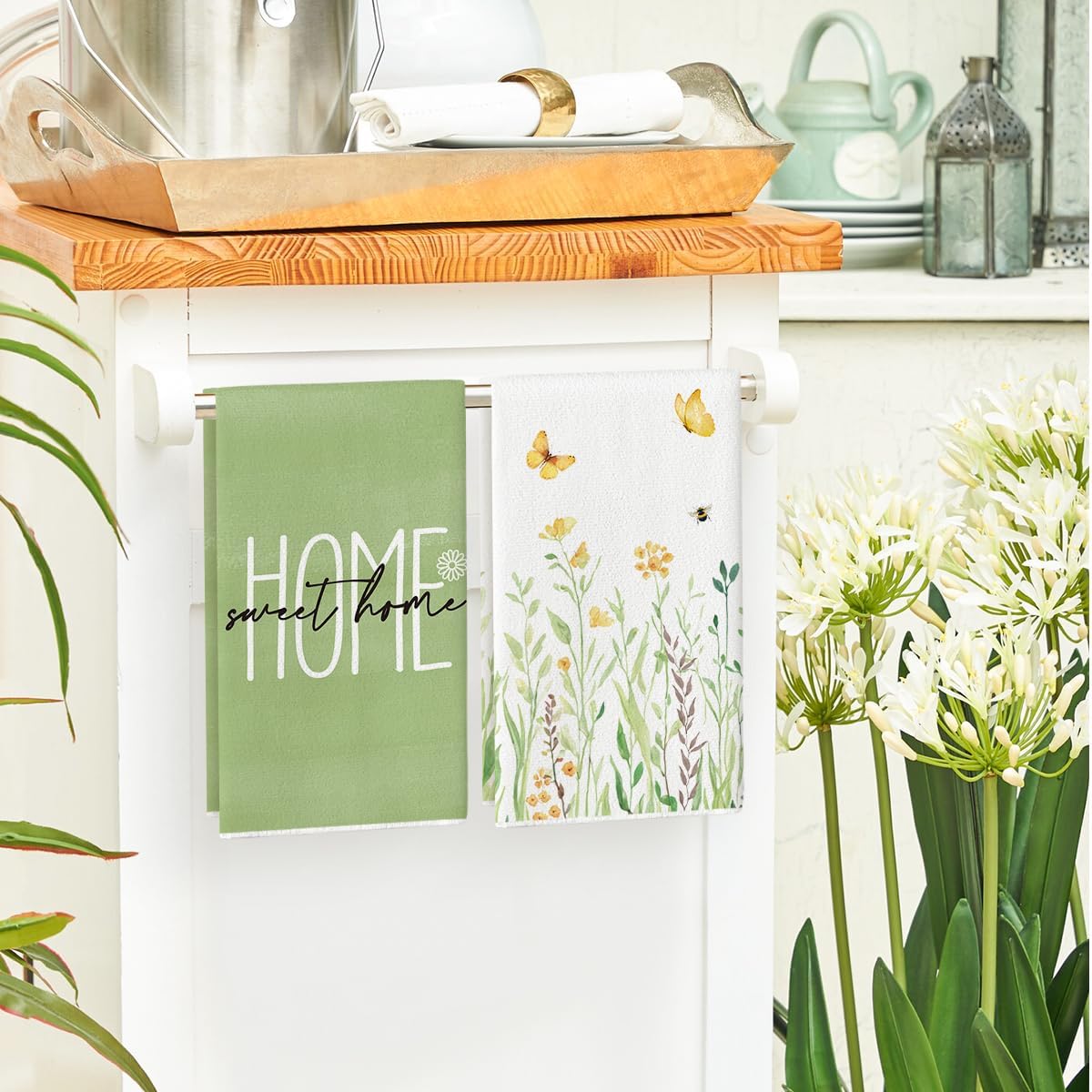 4Pcs, Green Letter Floral Spri - Home Cooking Is The Best 评论和价格