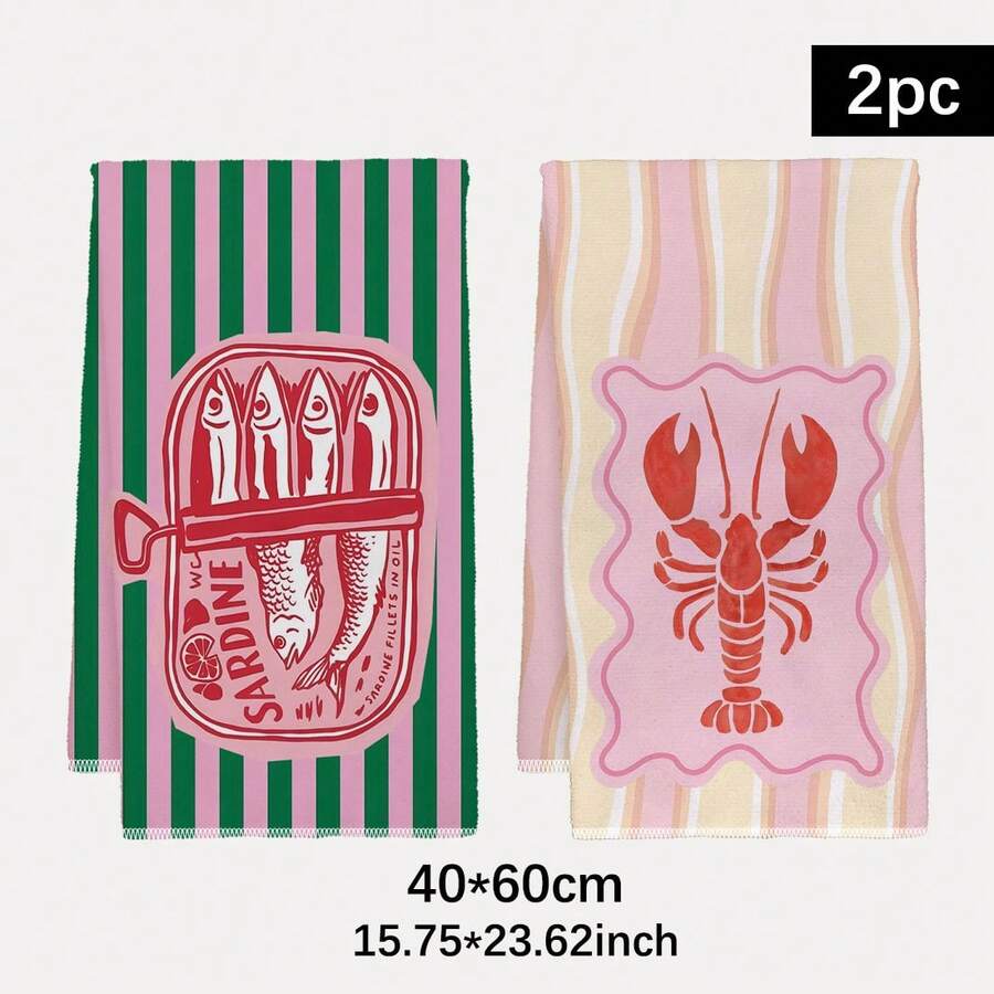 2Pcs, Pink and Green Striped S - Home Cooking Is The Best 评论和价格