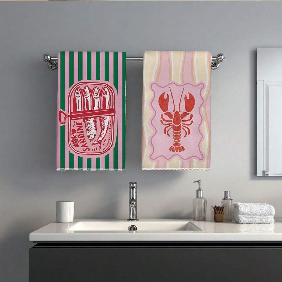 2Pcs, Pink and Green Striped S - Home Cooking Is The Best 评论和价格