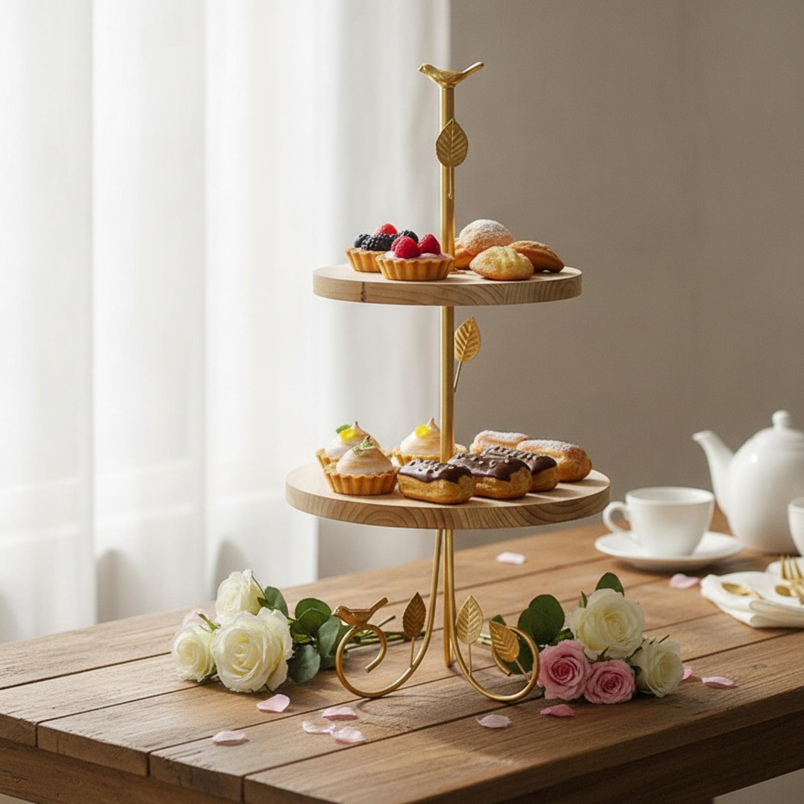Two-Tier Dessert Stand Gold Cu - Home Cooking Host 评论和价格