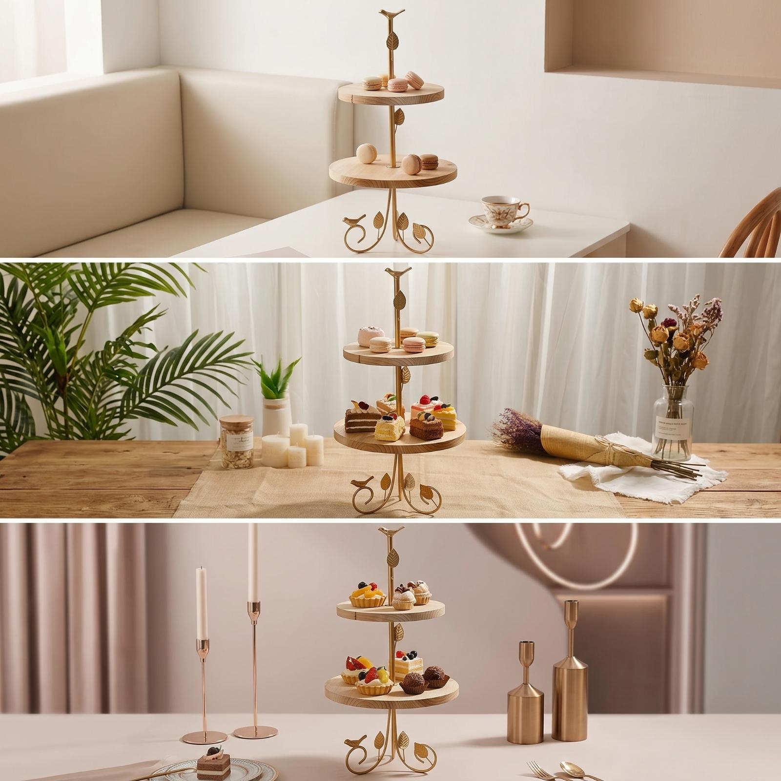 Two-Tier Dessert Stand Gold Cu - Home Cooking Host 评论和价格