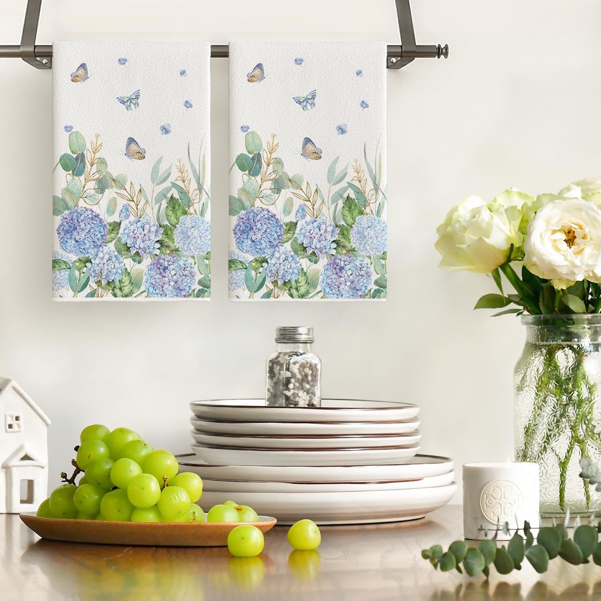 2Pcs, Butterfly Hydrangea Kitc - Home Cooking Is The Best 评论和价格